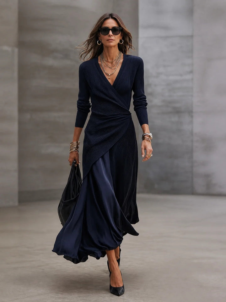 Etta - Vestido envelope maxi texturizado