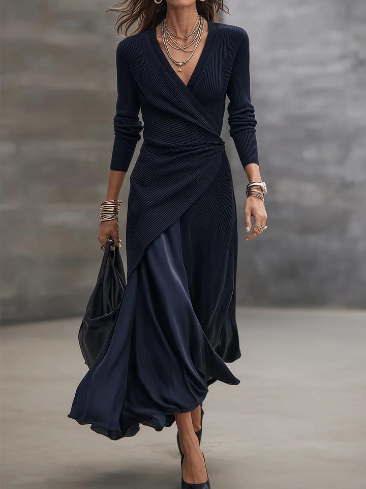 Etta - Vestido envelope maxi texturizado