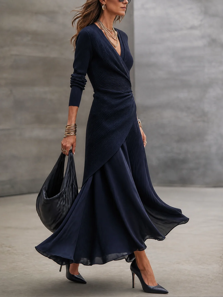 Etta - Vestido envelope maxi texturizado