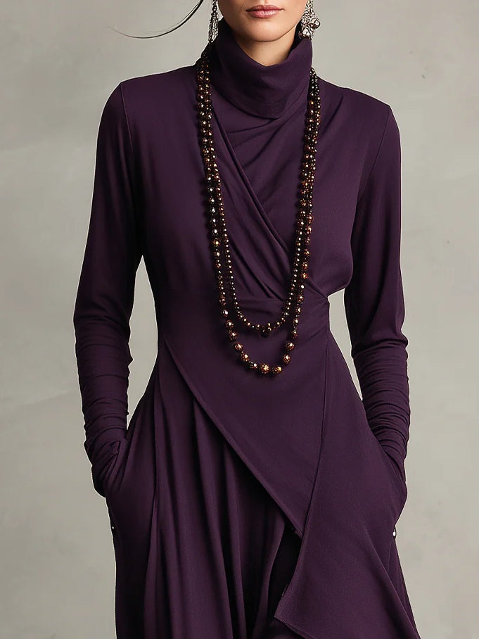 Celenora - Vestido comprido de gola alta com toque suave