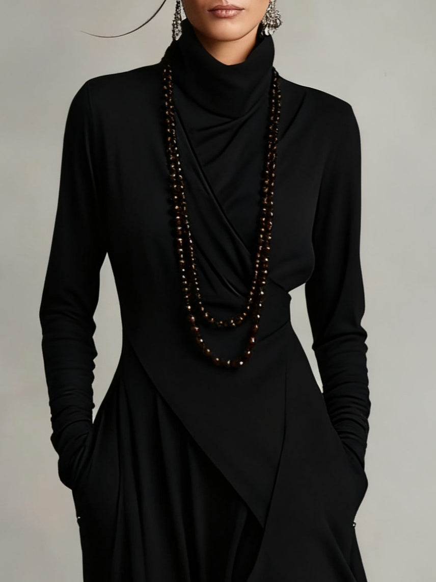 Celenora - Vestido comprido de gola alta com toque suave