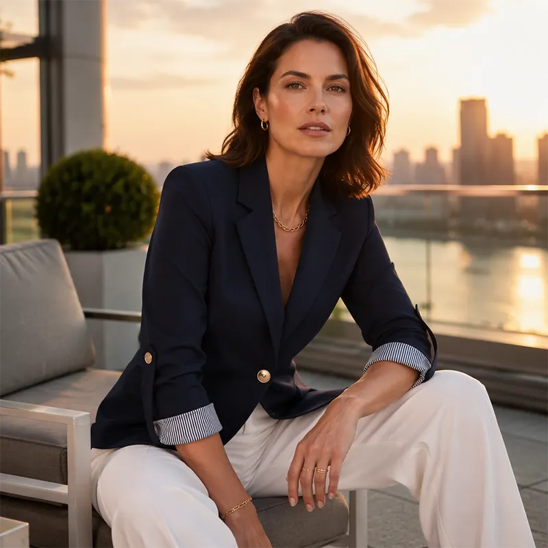 Neravelle - Blazer personalizável com mangas arregaçadas