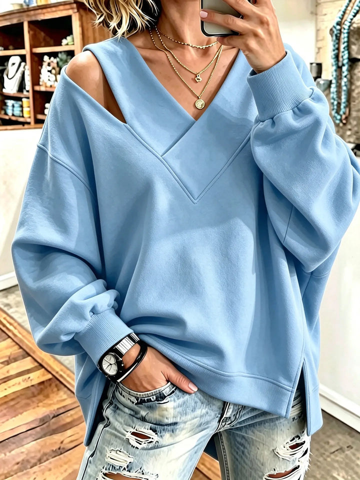 Aurelia - Sweatshirt com decote em V e corte a laser