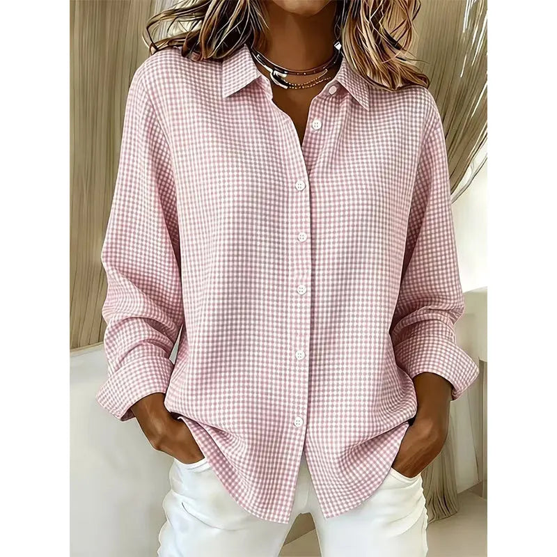 Illyssia - Blusa clássica em vichy com abotoamento frontal