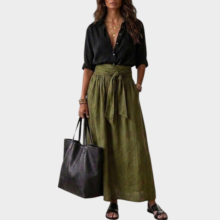 Salome - Conjunto de blusa de corte descontraído e saia midi