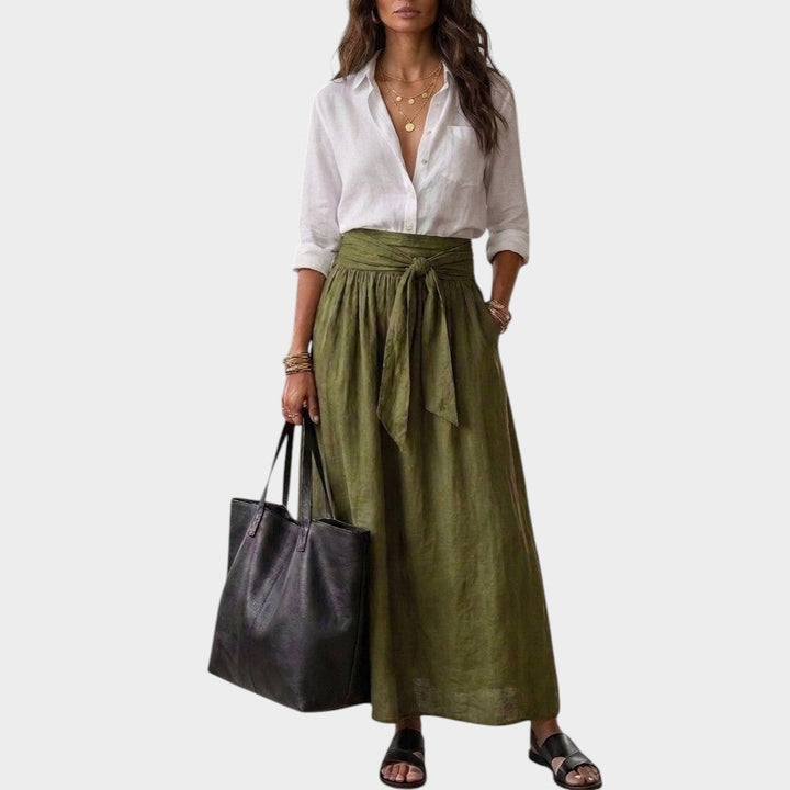 Salome - Conjunto de blusa de corte descontraído e saia midi