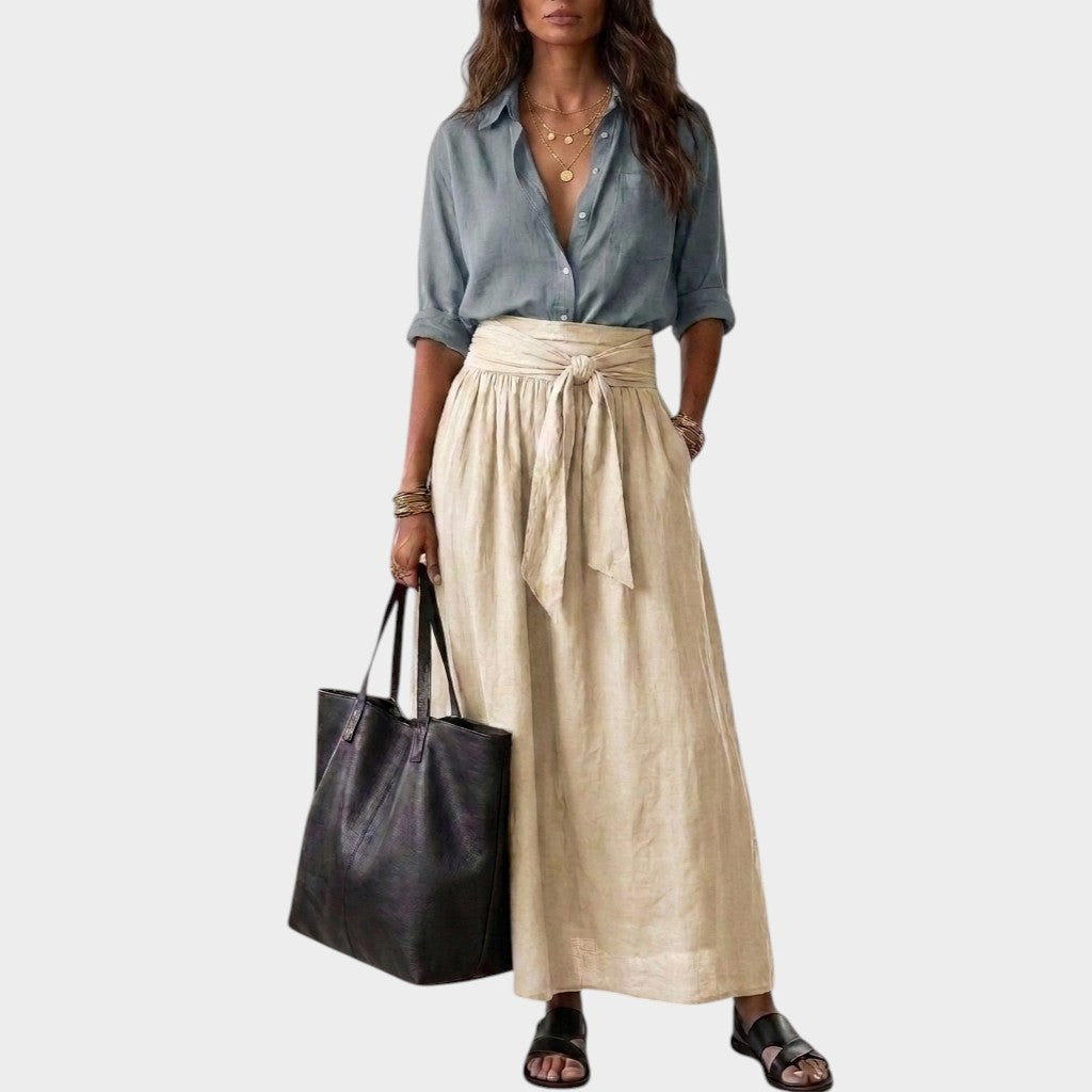 Salome - Conjunto de blusa de corte descontraído e saia midi