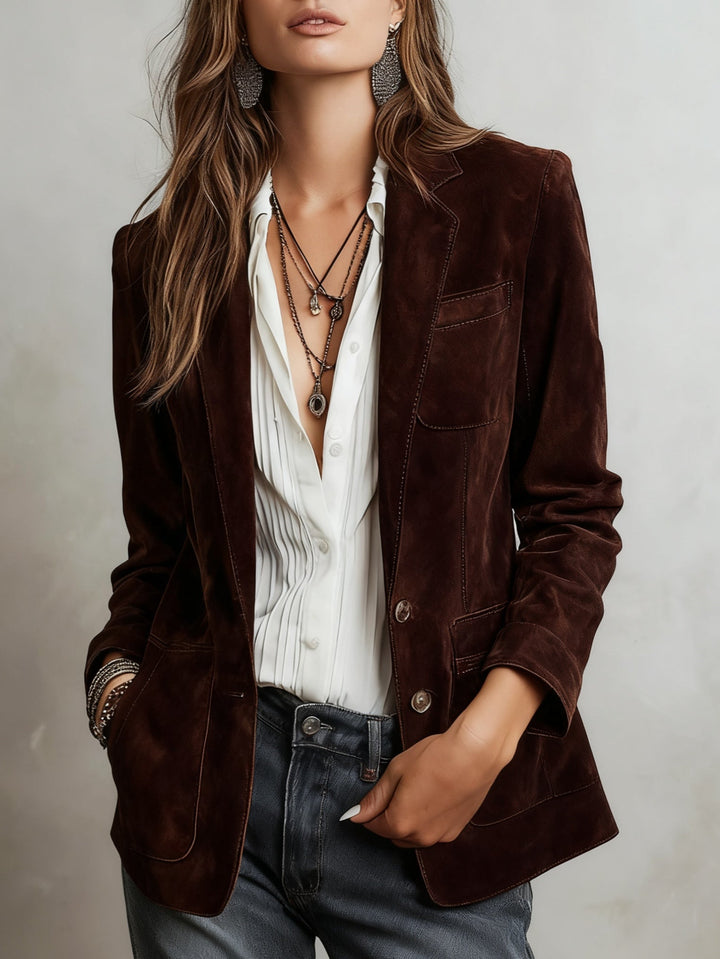 Mirevalle - Blazer de alfaiataria em camurça vintage