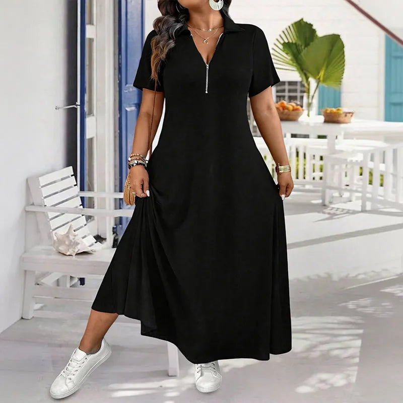 Primelle - Vestido comprido com fecho de correr e gola subida