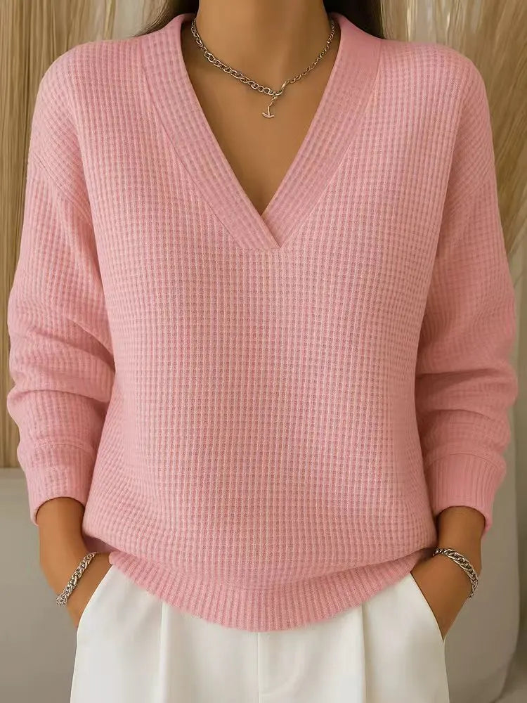 Alouina - Camisola em Malha Waffle de Corte Relaxado