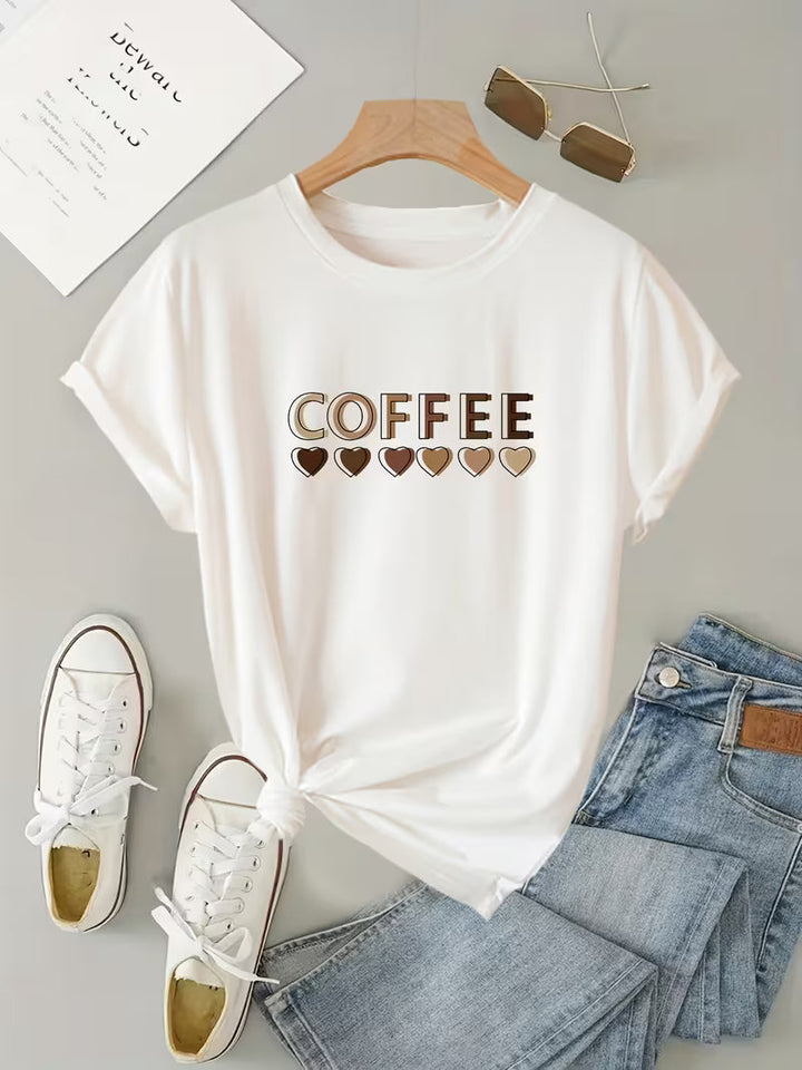 Sarai - T-shirt com estampado de coração de café