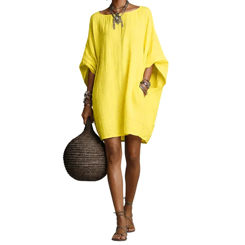 Sabina - Vestido midi com decote Bardot e toque suave