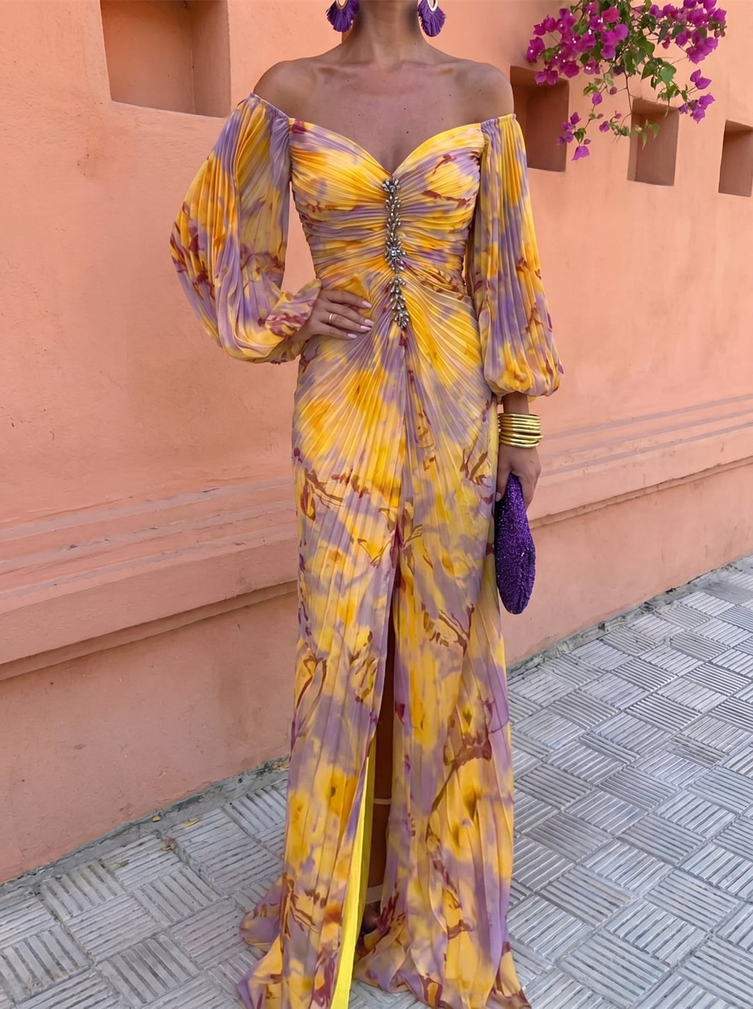 Arienne - Vestido maxi fluido floral