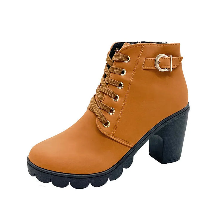 Mara - Botas de salto em bloco forradas em peluche