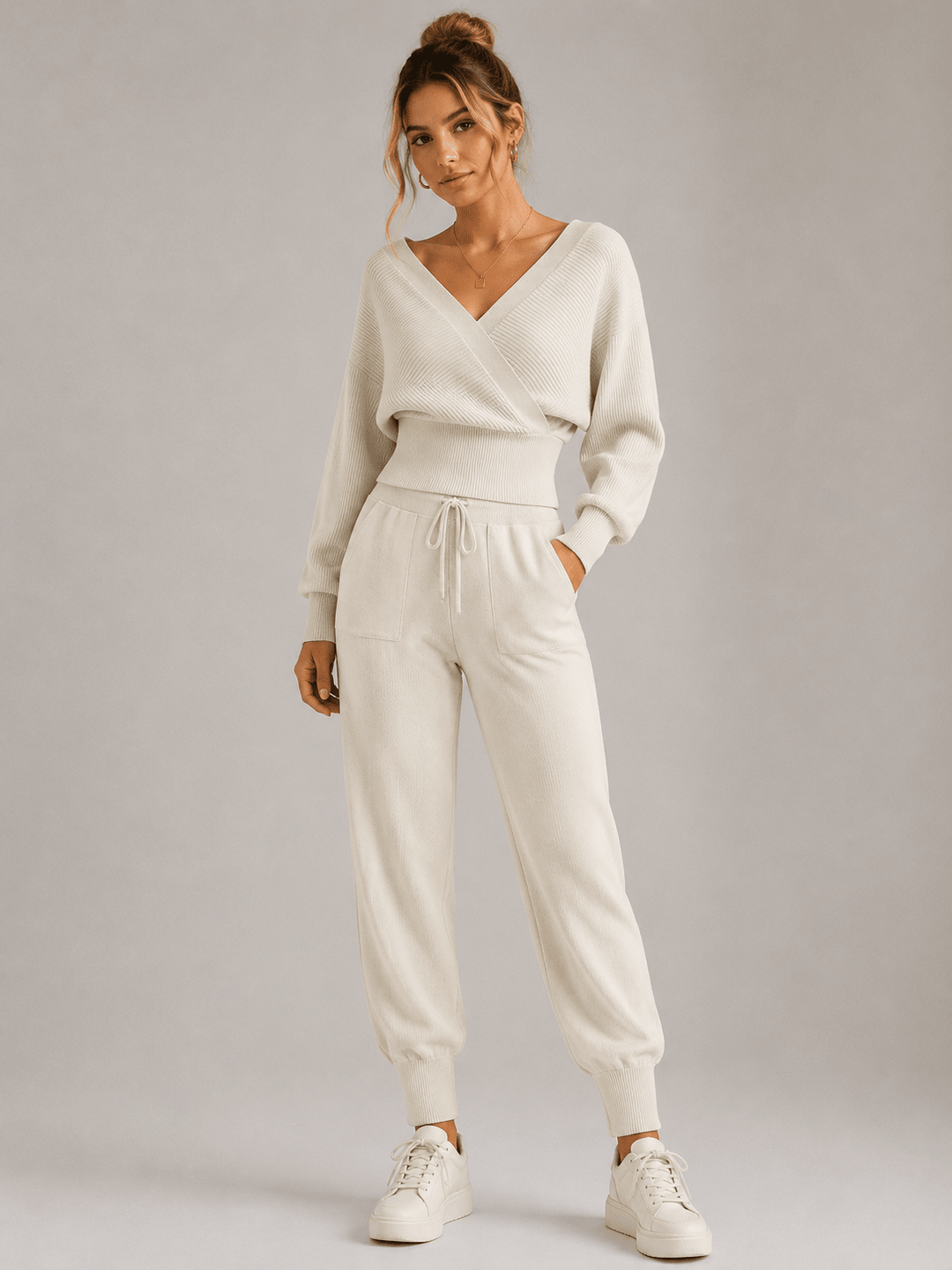 Adelyra - Conjunto de loungewear de duas peças às riscas