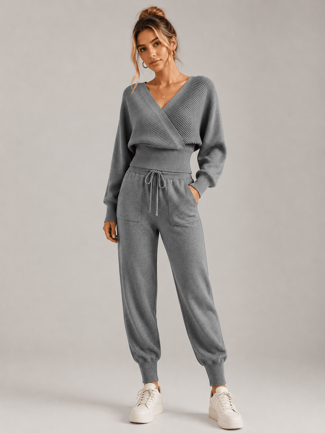 Adelyra - Conjunto de loungewear de duas peças às riscas