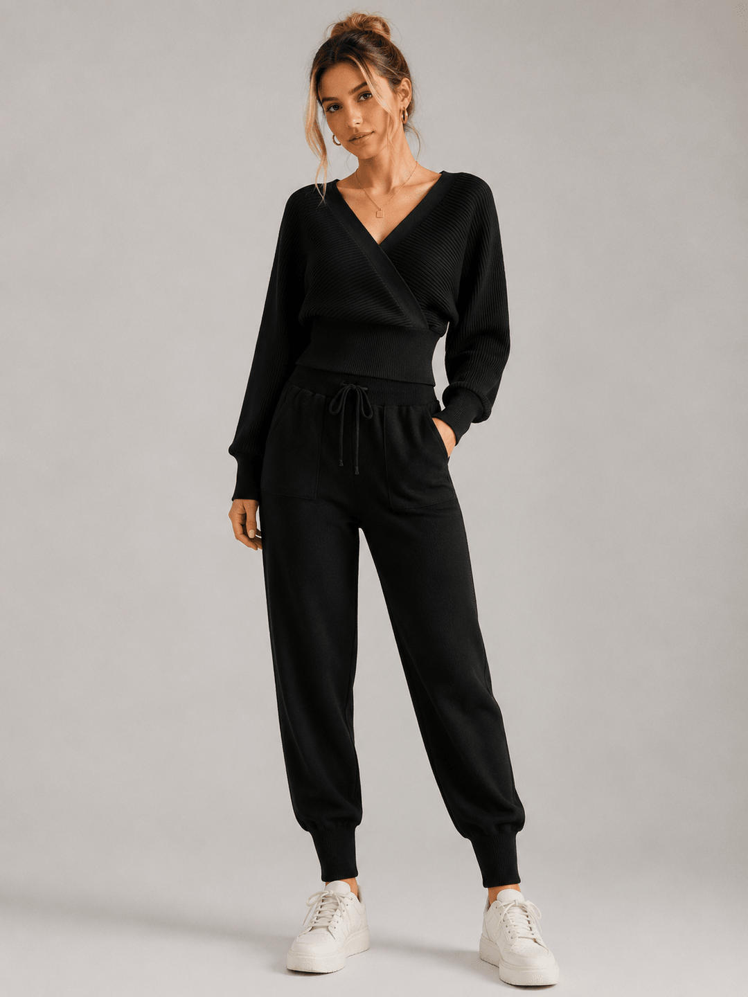 Adelyra - Conjunto de loungewear de duas peças às riscas