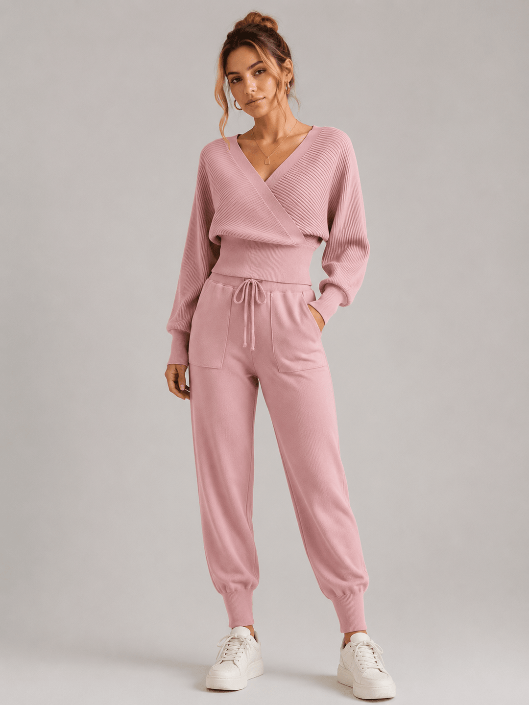 Adelyra - Conjunto de loungewear de duas peças às riscas