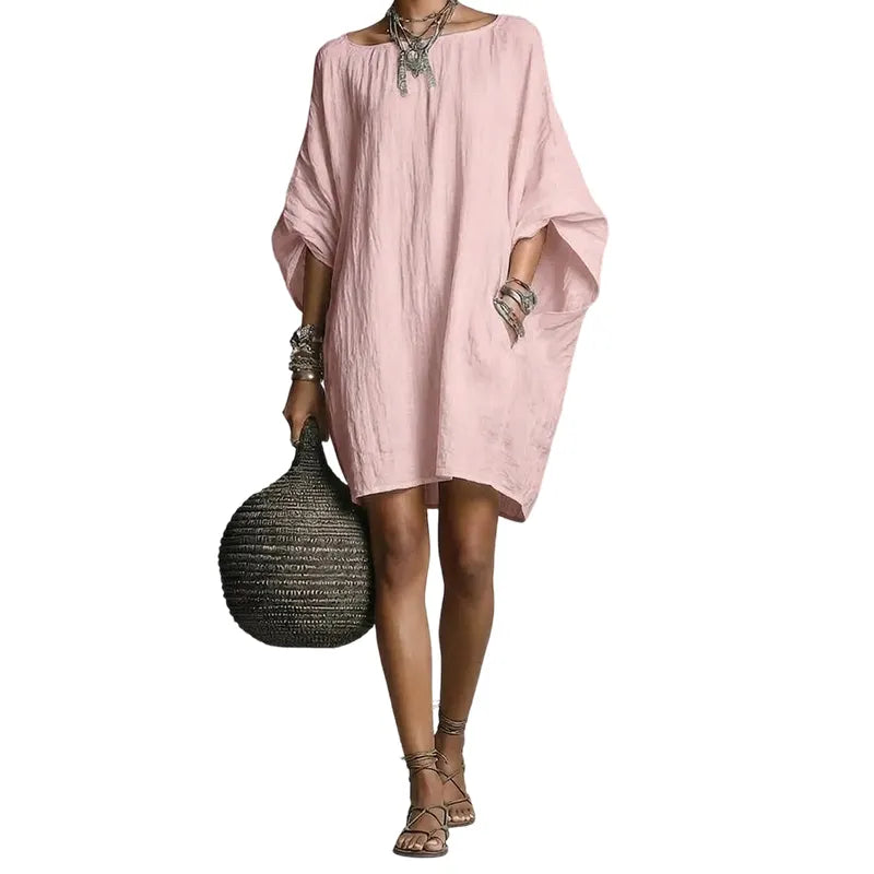Sabina - Vestido midi com decote Bardot e toque suave