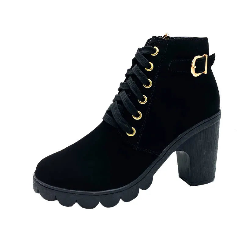 Mara - Botas de salto em bloco forradas em peluche