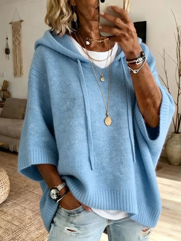 Celandria - Sweatshirt com Capuz Oversize de Manga Curta com Toque Suave
