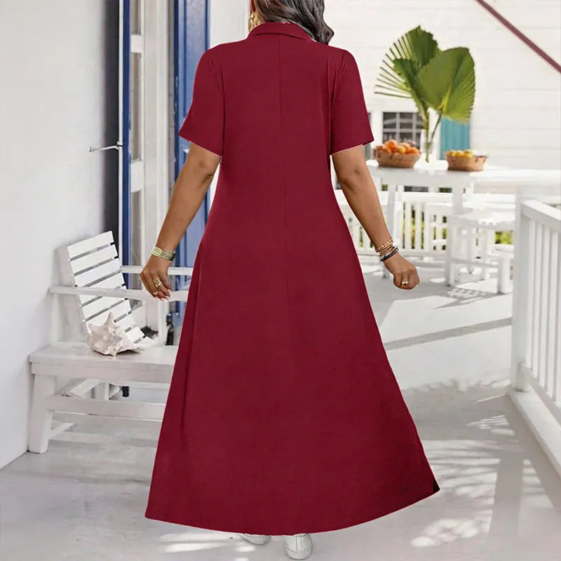 Primelle - Vestido comprido com fecho de correr e gola subida