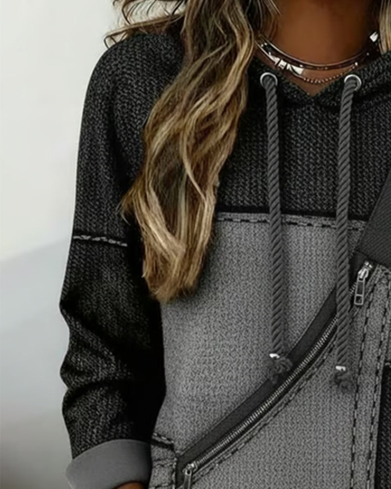 Eulanique - Sweat com capuz com fecho de correr texturado