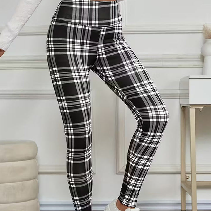 Estelyn - Leggings clássicas em xadrez com elasticidade