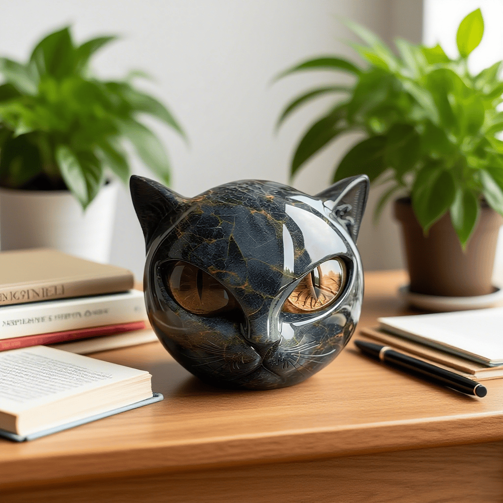 Bellanora - Ornamento escultural em forma de cabeça de gato