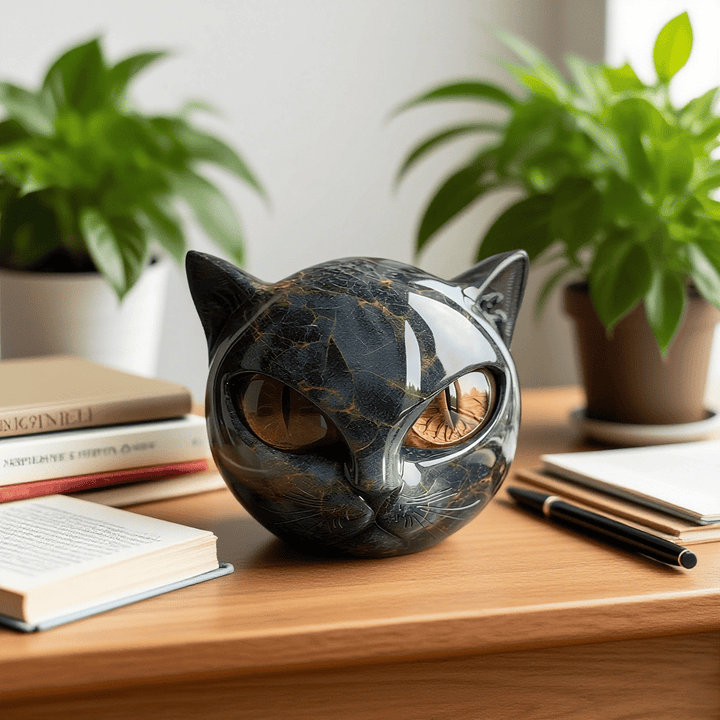Bellanora - Ornamento escultural em forma de cabeça de gato