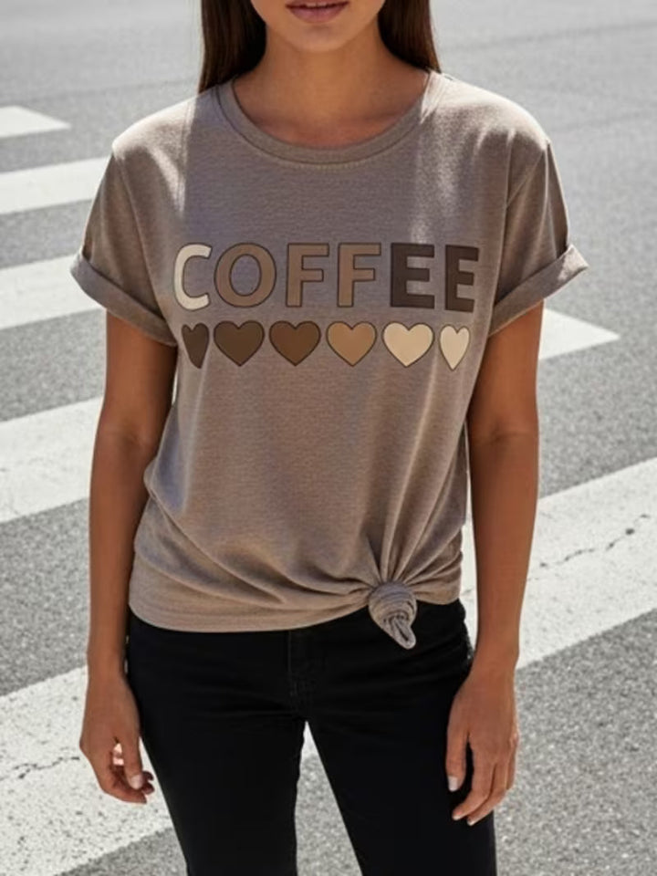 Sarai - T-shirt com estampado de coração de café