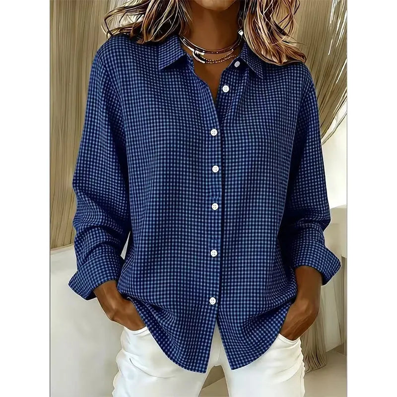 Illyssia - Blusa clássica em vichy com abotoamento frontal