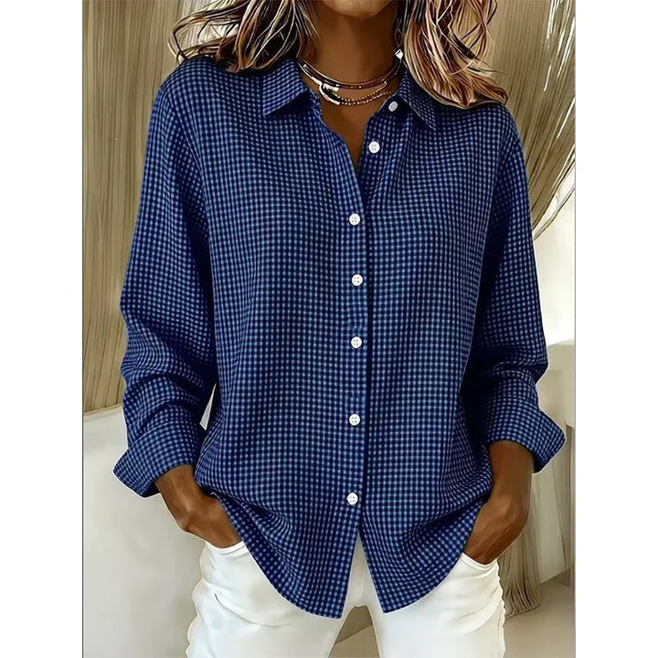 Illyssia - Blusa clássica em vichy com abotoamento frontal