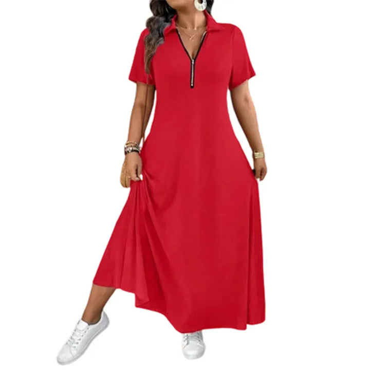 Primelle - Vestido comprido com fecho de correr e gola subida