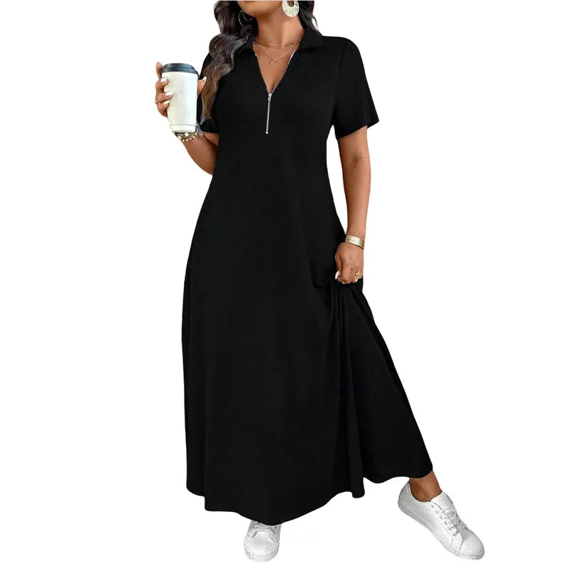 Primelle - Vestido comprido com fecho de correr e gola subida