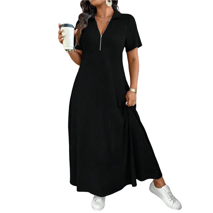 Primelle - Vestido comprido com fecho de correr e gola subida
