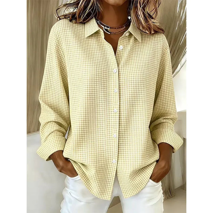 Illyssia - Blusa clássica em vichy com abotoamento frontal