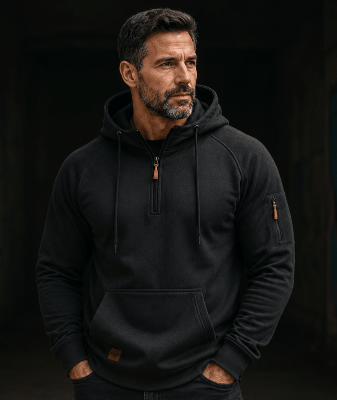 Sterling - Sweat com capuz de meio fecho e toque suave