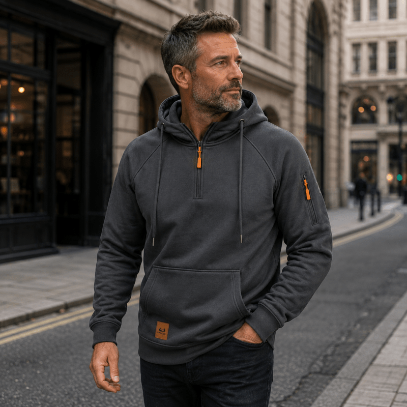 Sterling - Sweat com capuz de meio fecho e toque suave