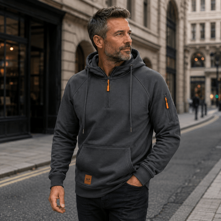 Sterling - Sweat com capuz de meio fecho e toque suave