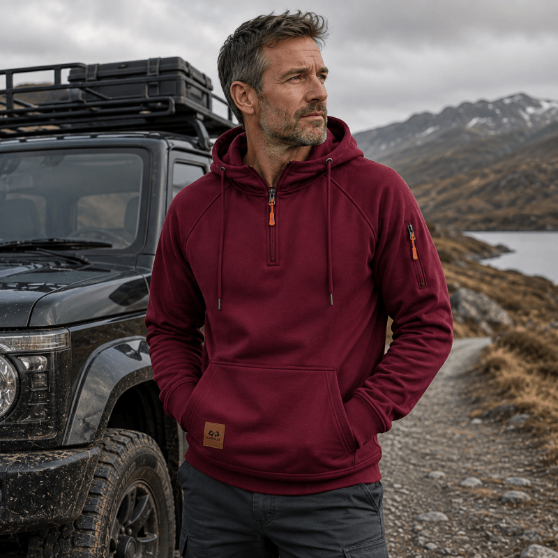 Sterling - Sweat com capuz de meio fecho e toque suave