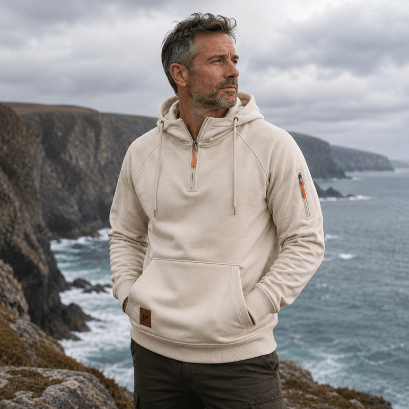 Sterling - Sweat com capuz de meio fecho e toque suave