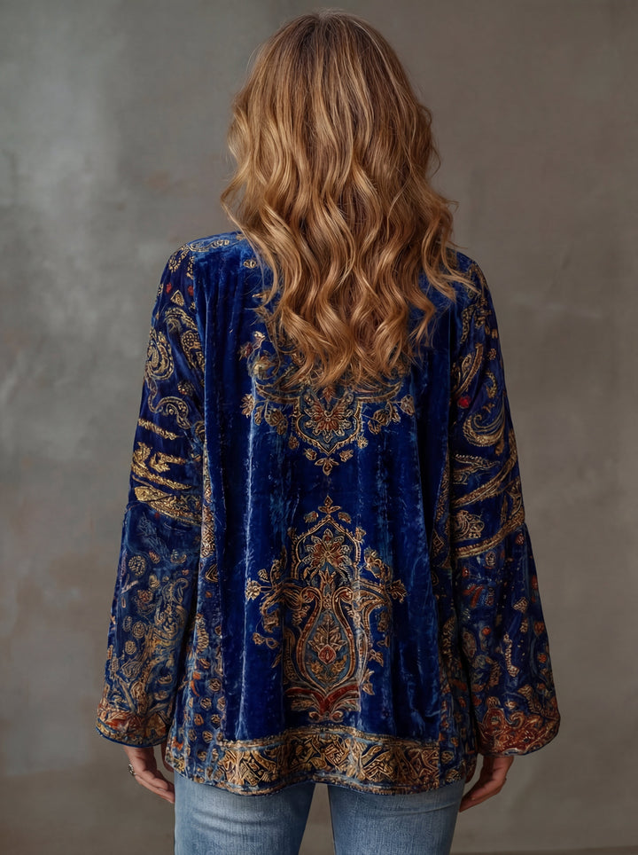 Eudocia - Cardigan estilo quimono com bordados boho