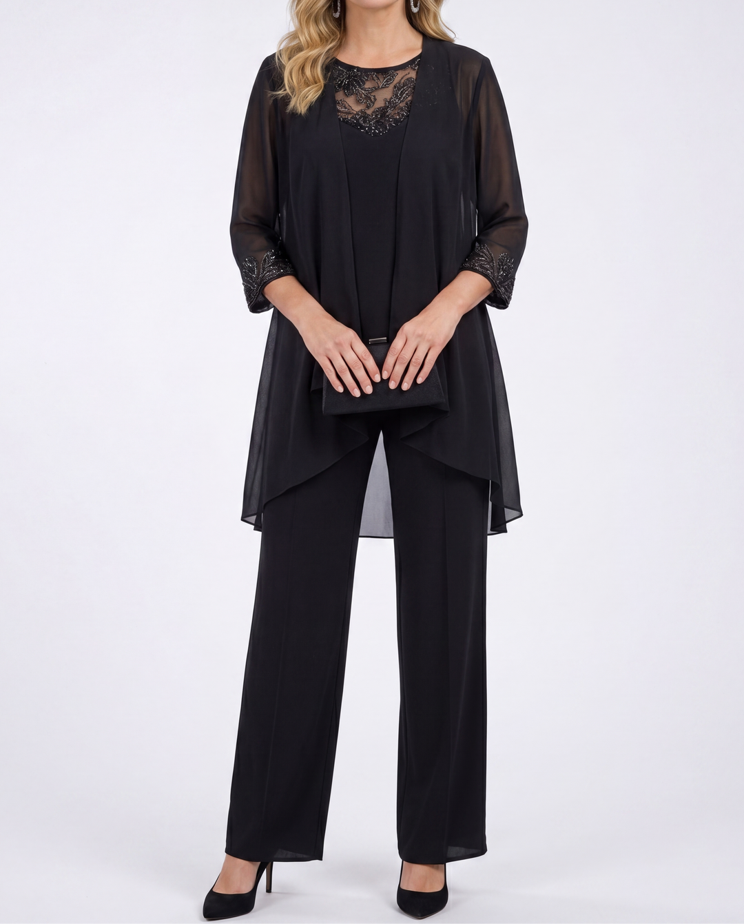 Aeliana - Conjunto elegante de três peças com blazer e calças de perna larga