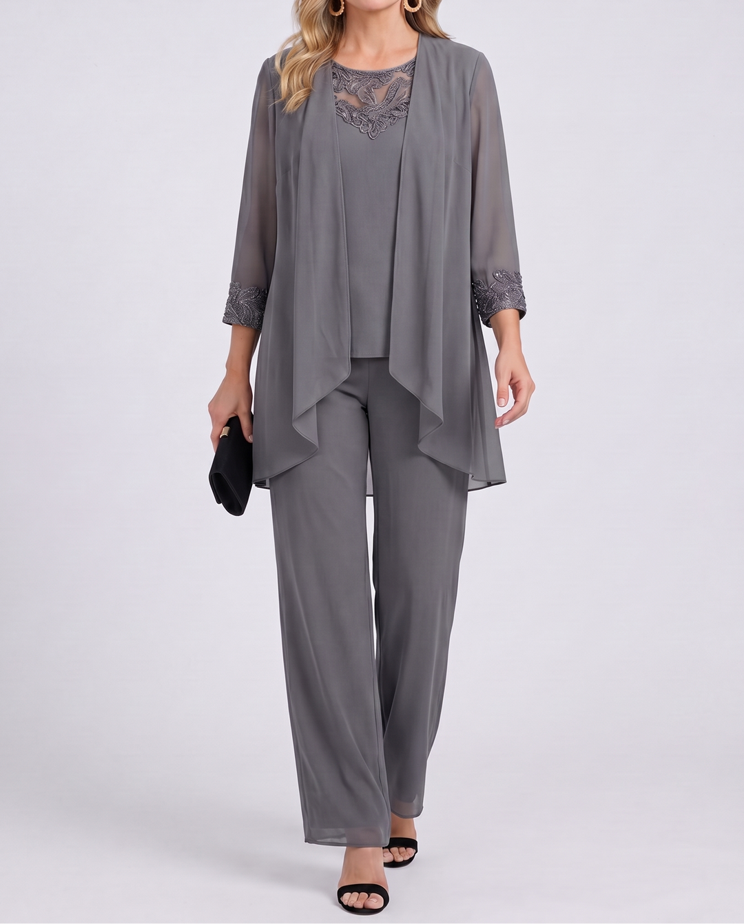 Aeliana - Conjunto elegante de três peças com blazer e calças de perna larga