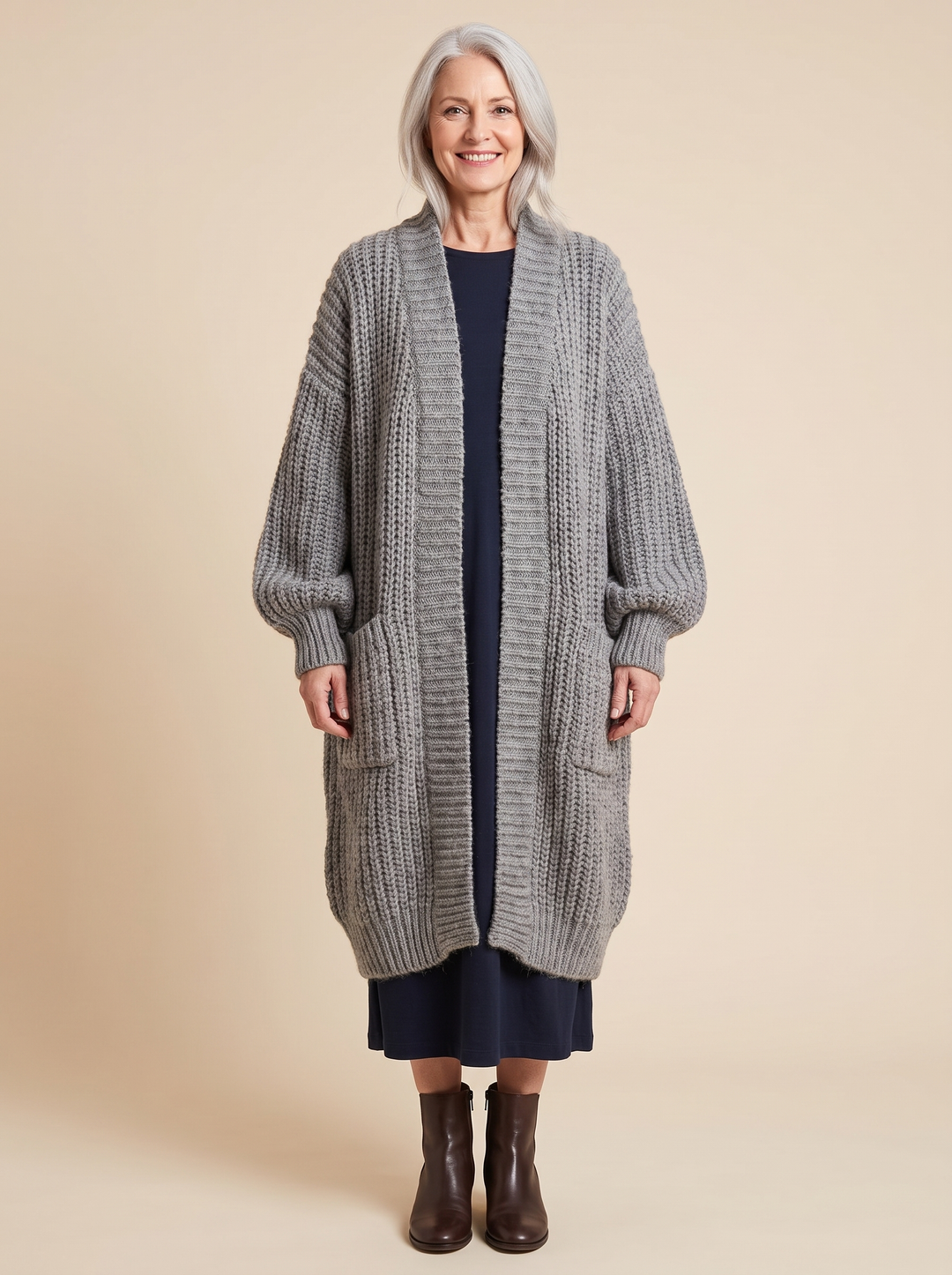 Rosalienne - Cardigan comprido com toque suave