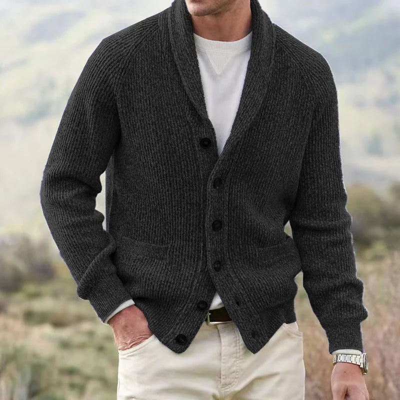 Bevan - Cardigan com gola em xale texturizada