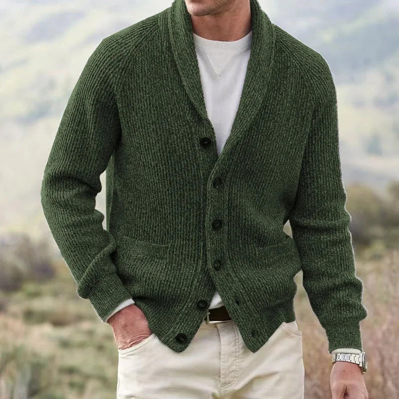 Bevan - Cardigan com gola em xale texturizada