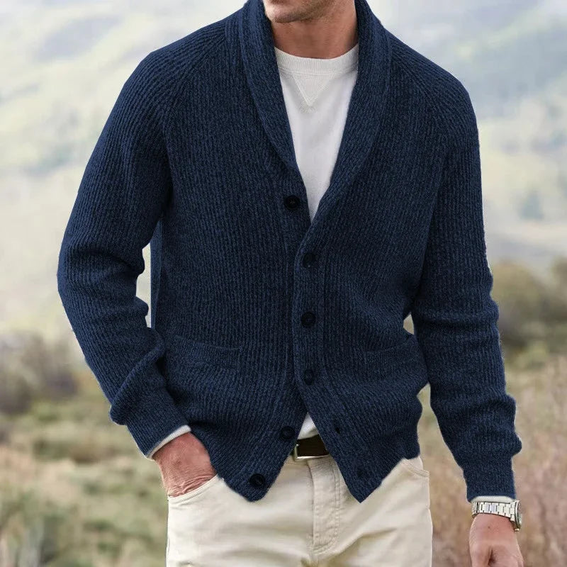 Bevan - Cardigan com gola em xale texturizada