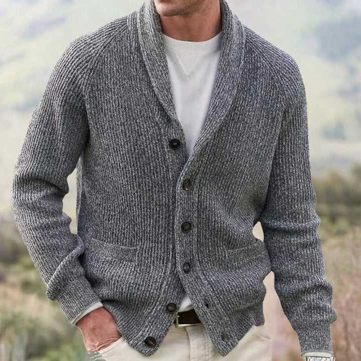 Bevan - Cardigan com gola em xale texturizada